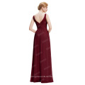 Starzz 2016 Billig Einfache ärmellose V zurück Lange Chiffon Wein Rot Prom Kleid ST000061-2